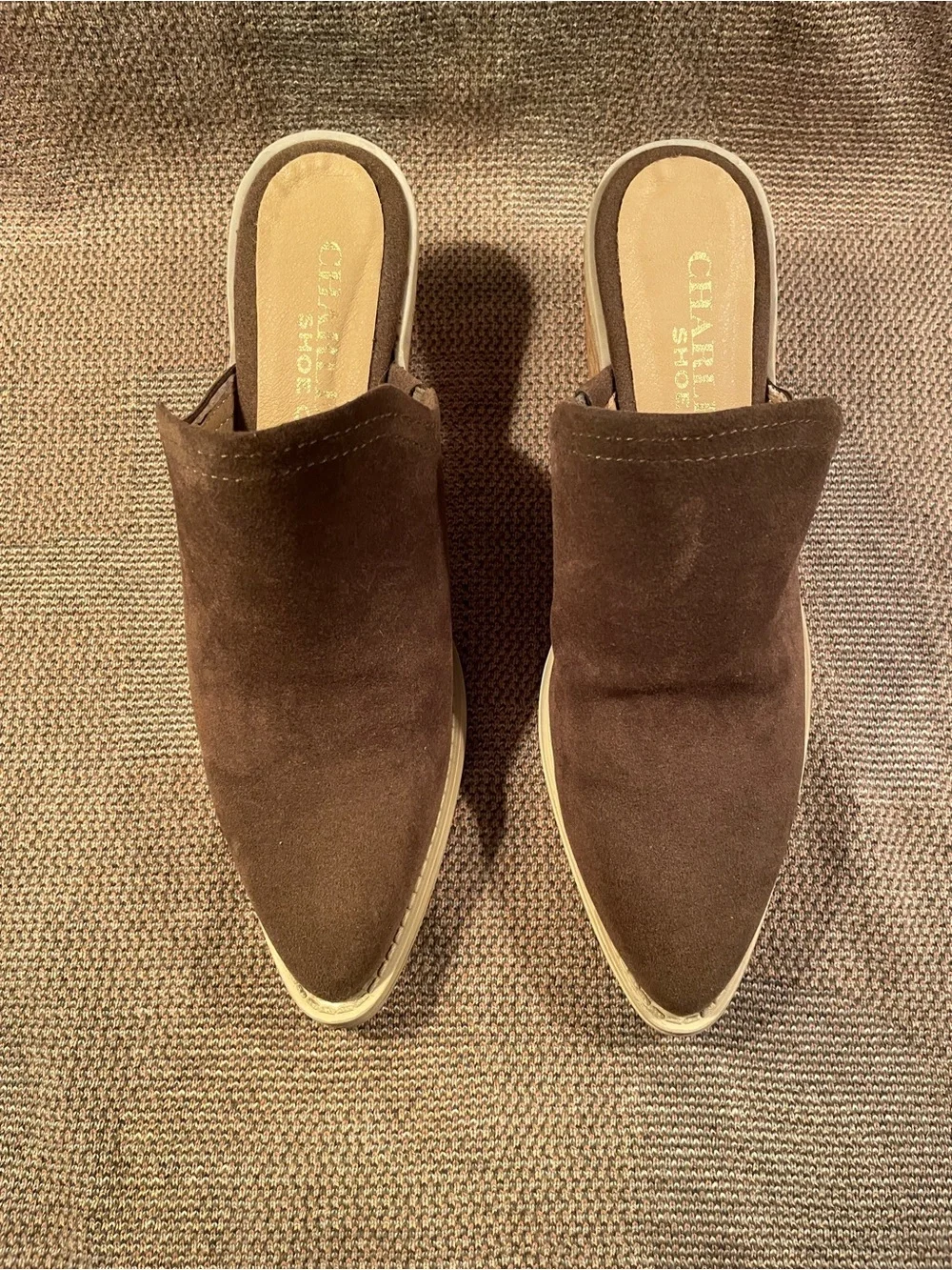 Charleston Shoe Co. Tahoe Mules Olive Suede - Picture 2 of 4